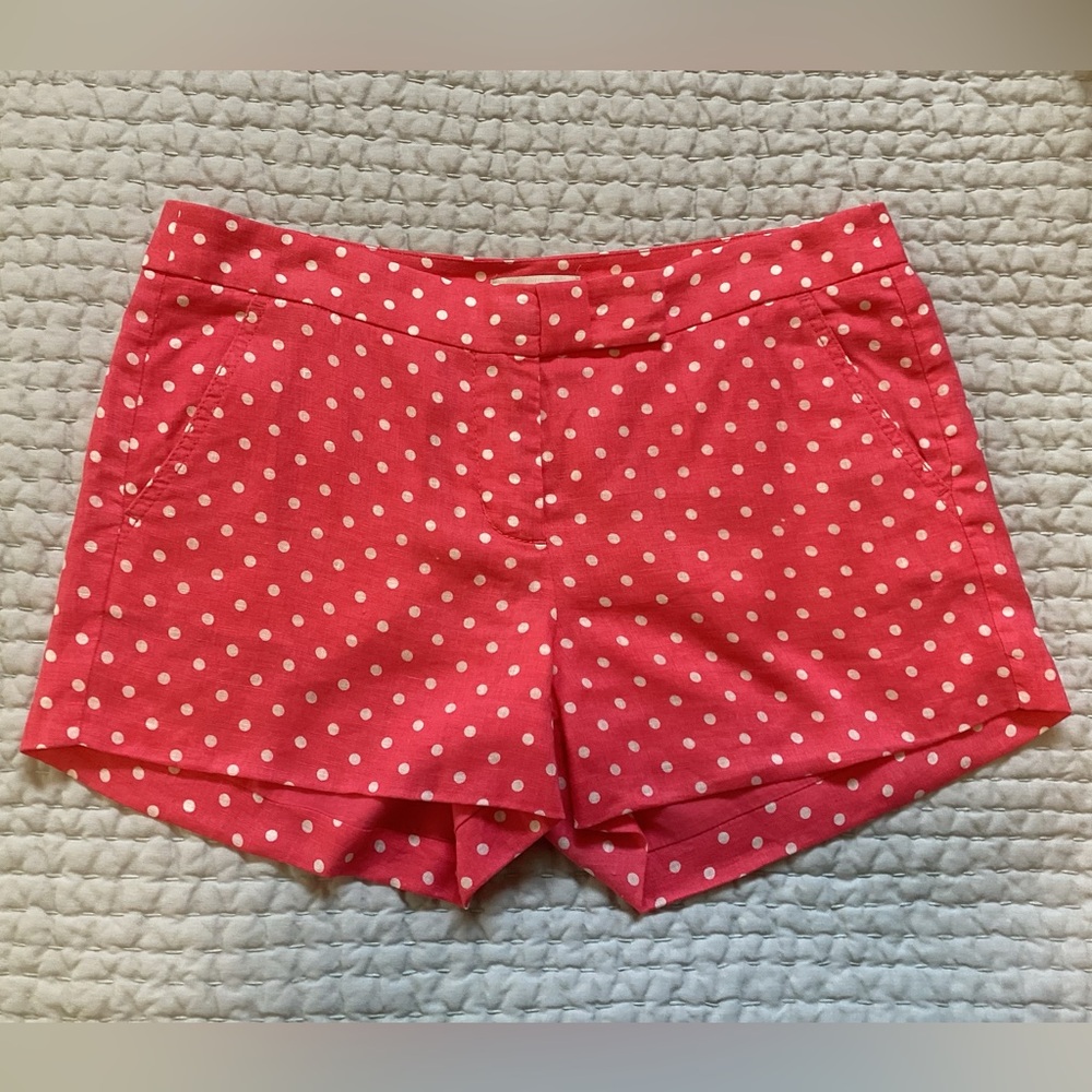 J.Crew Hot Pink Polka Dot Linen Shorts